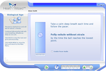 Click to see a larger picture of Biological Age session screen