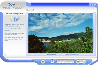 Click to see a larger picture of Health Snapshot session screen