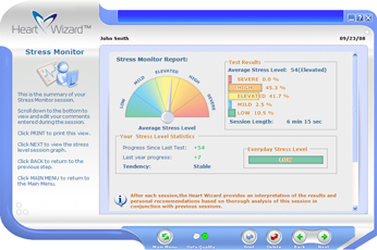 Click to see a larger picture of Stress Monitor report screen