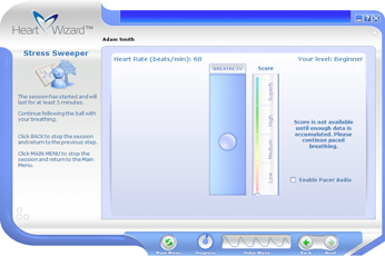 Click to see a larger picture of Stress Sweeper session screen