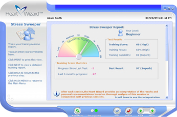 One of the screens of the Heart Wizard™ software. Click to see a larger picture.